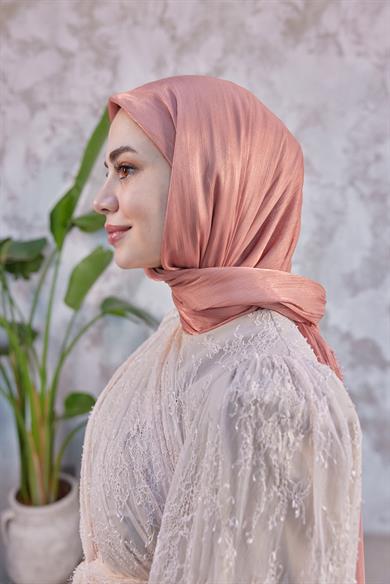 Işıltı Kumaş Şal - Somon