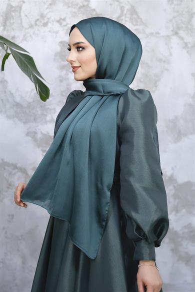 Janjan Fabric Shawl - Petrol Green