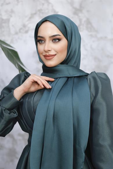 Janjan Fabric Shawl - Petrol Green