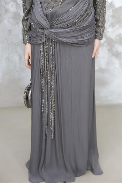 Jasmine Tesettür Abiye - Gri