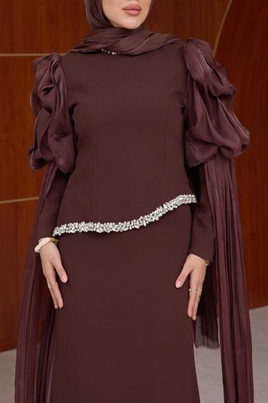 Juliet Özel Tasarım Abiye - Kahverengi