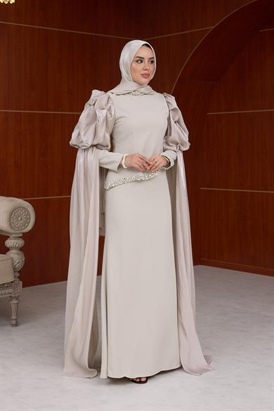 Juliet Özel Tasarım Abiye - Vizon