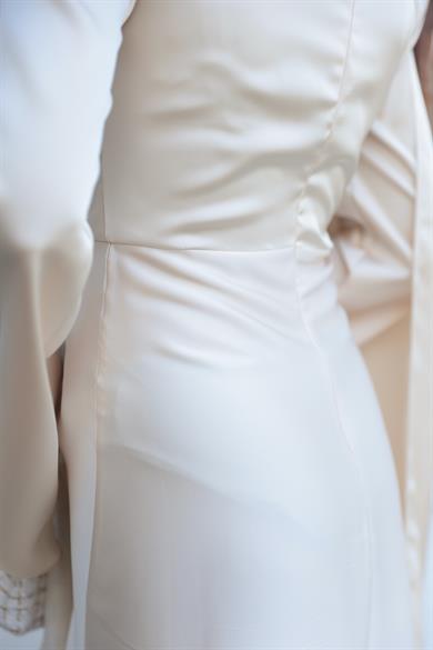 Kaktüs Taş Detay Abiye - Bej