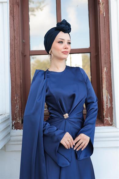 Kaktüs Taş Detay Abiye - Lacivert