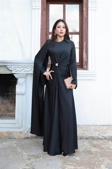 Kaktüs Taş Detay Abiye - Siyah