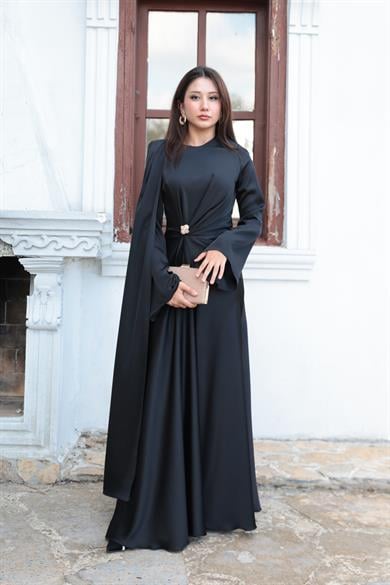 Kaktüs Taş Detay Abiye - Siyah