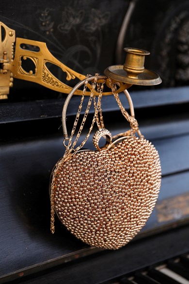 Heart Evening Dress Bag - Gold