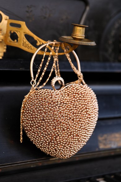 Heart Evening Dress Bag - Gold