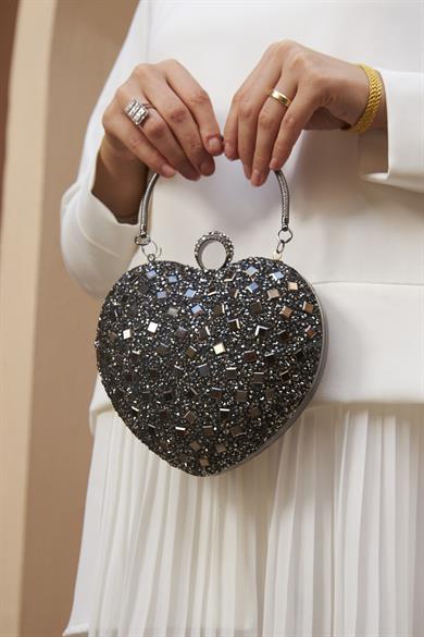 Heart Evening Dress Bag - Anthracite