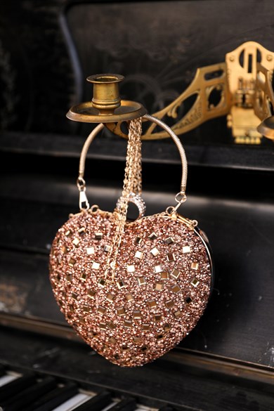Heart Evening Dress Bag - Rose Gold