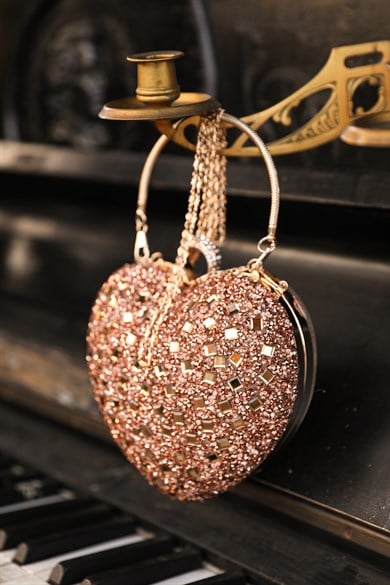 Heart Evening Dress Bag - Rose Gold