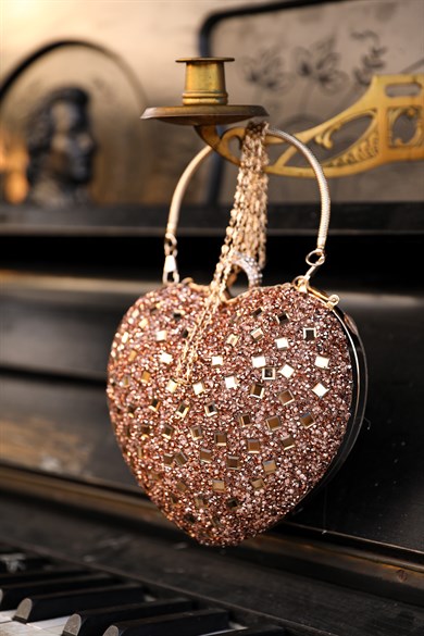 Heart Evening Dress Bag - Rose Gold