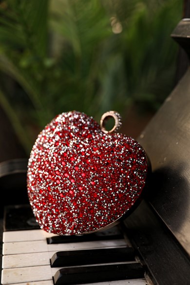 Heart Evening Dress Bag - Claret Red