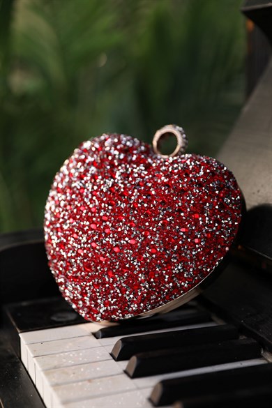 Heart Evening Dress Bag - Claret Red