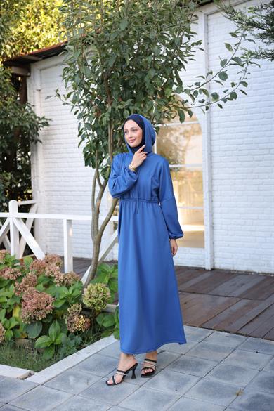 Hooded Casual Dress - Indigo