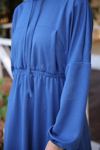 Hooded Casual Dress - Indigo