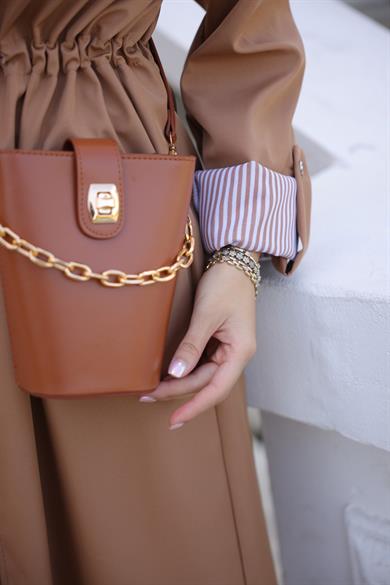 Hooded Parachute Fabric Trench Coat - Tan