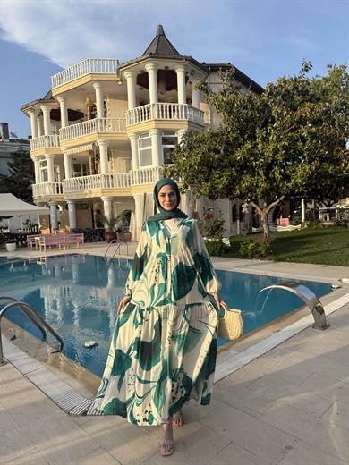 Karanfil Viskon Elbise - Yeşil