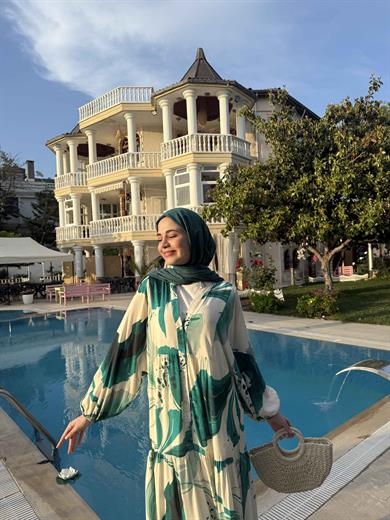 Karanfil Viskon Elbise - Yeşil