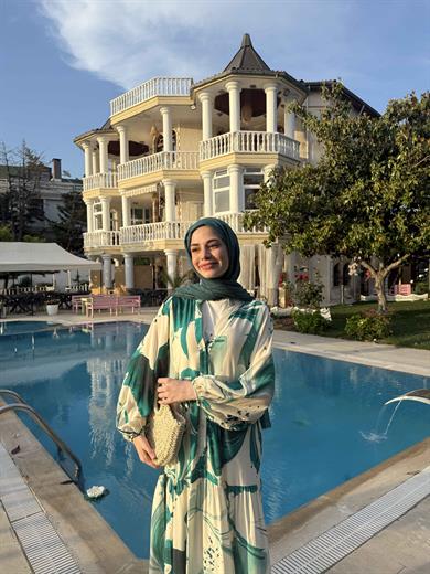 Karanfil Viskon Elbise - Yeşil