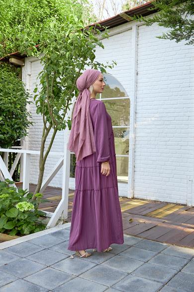 Plain Striped Dress - Lilac