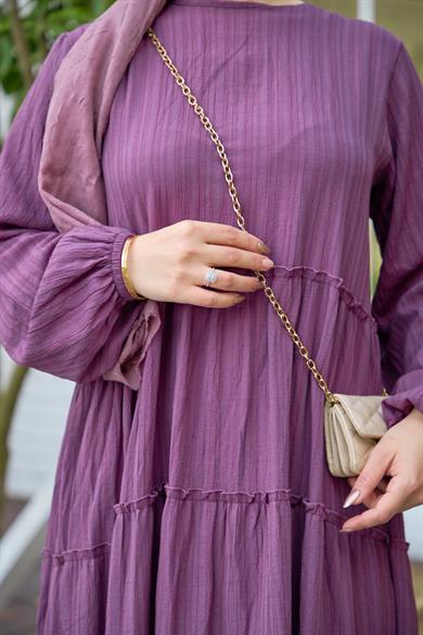 Plain Striped Dress - Lilac