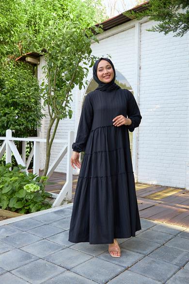 Straight Striped Dress - Black