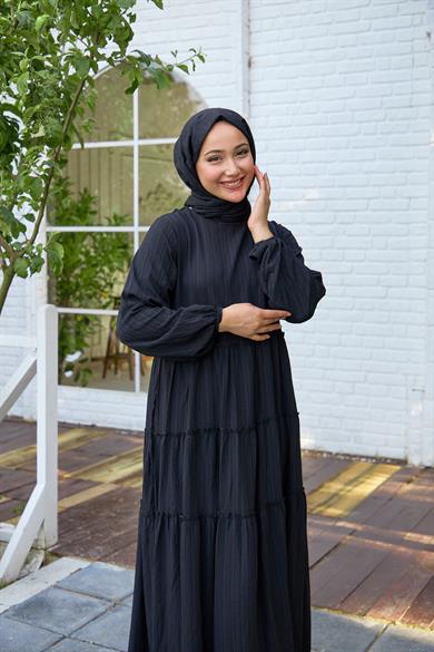 Straight Striped Dress - Black