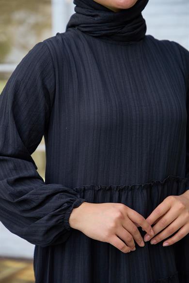 Straight Striped Dress - Black