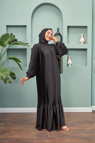 Kemerli Katlı Abiye - Siyah