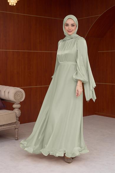 Kiraz Işıltı Abiye - Mint Yeşil