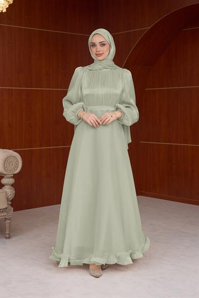 Kiraz Işıltı Abiye - Mint Yeşil