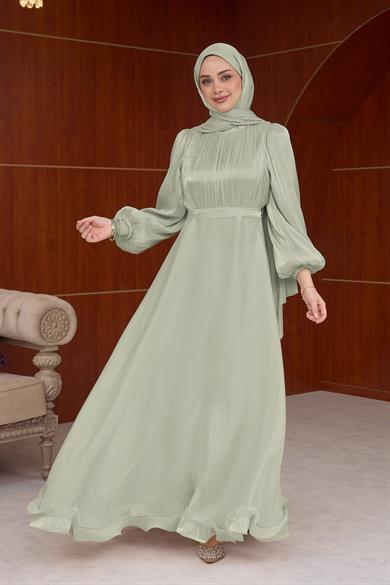 Kiraz Işıltı Abiye - Mint Yeşil