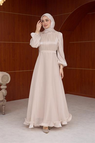 Kiraz Işıltı Abiye - Vizon