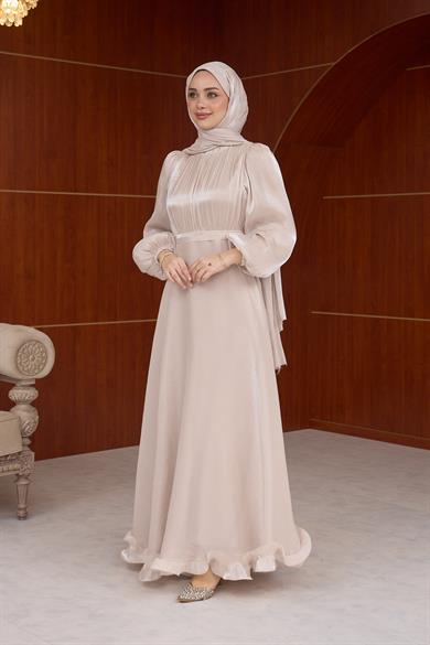 Kiraz Işıltı Abiye - Vizon