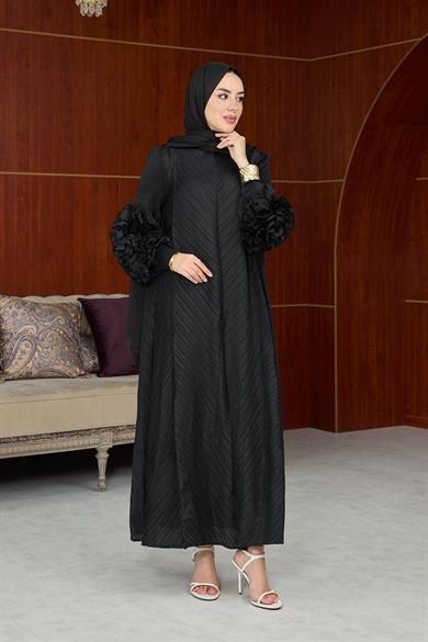 Kol Detay İthal Elbise - Siyah