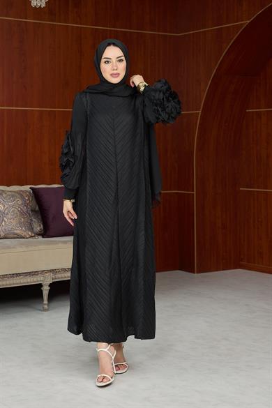 Kol Detay İthal Elbise - Siyah