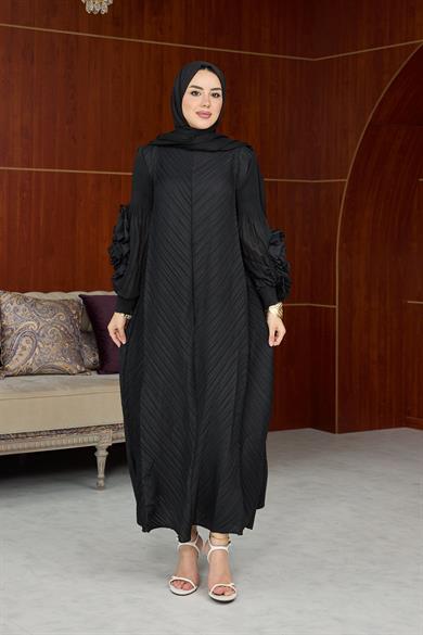 Kol Detay İthal Elbise - Siyah