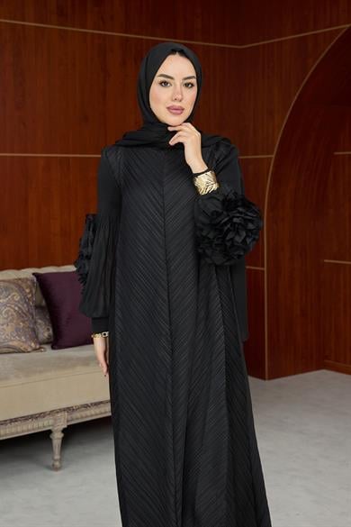 Kol Detay İthal Elbise - Siyah