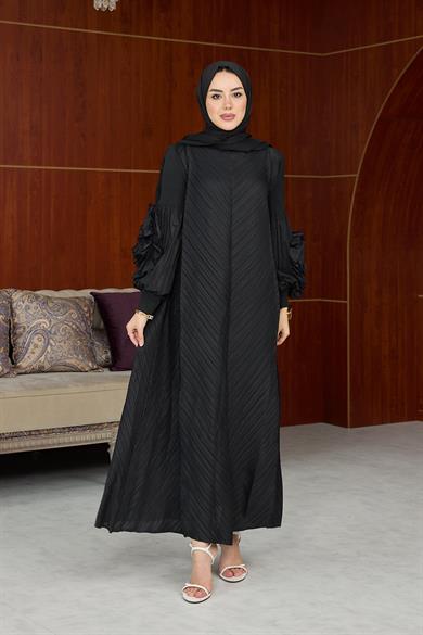 Kol Detay İthal Elbise - Siyah
