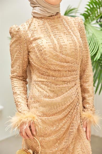 Kübra Taş İşleme Abiye - Altın