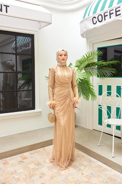 Kübra Taş İşleme Abiye - Altın