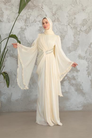 Kumru Taş Detay Abiye - Ekru