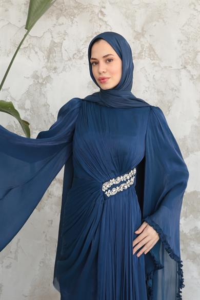 Kumru Taş Detay Abiye - Lacivert