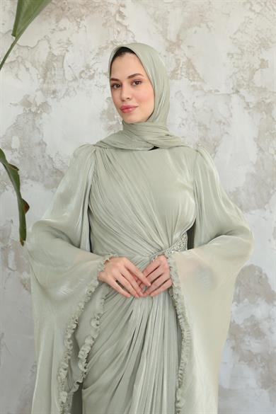 Kumru Taş Detay Abiye - Mint Yeşil