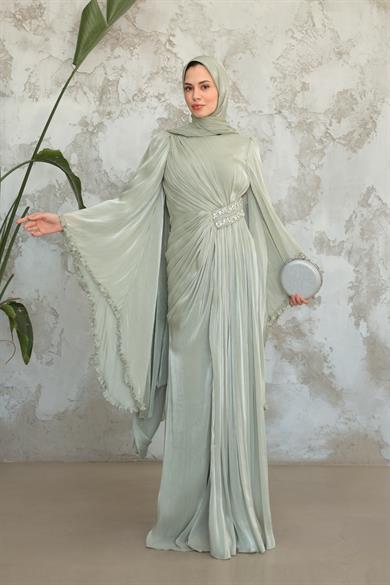 Kumru Taş Detay Abiye - Mint Yeşil