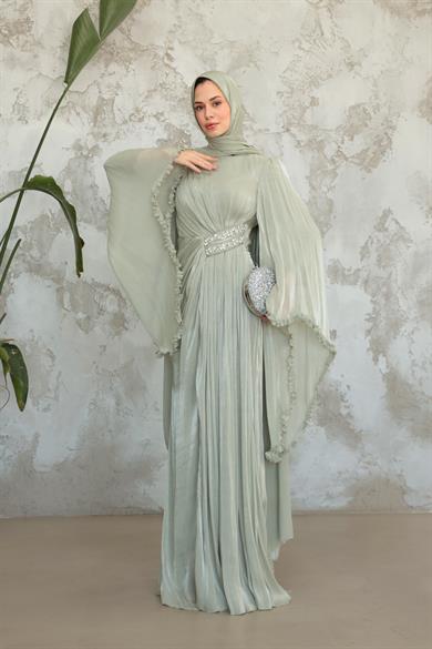 Kumru Taş Detay Abiye - Mint Yeşil