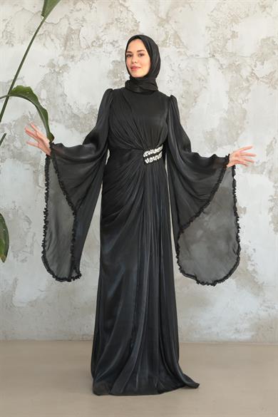 Kumru Taş Detay Abiye - Siyah