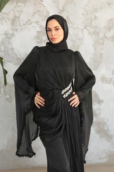 Kumru Taş Detay Abiye - Siyah