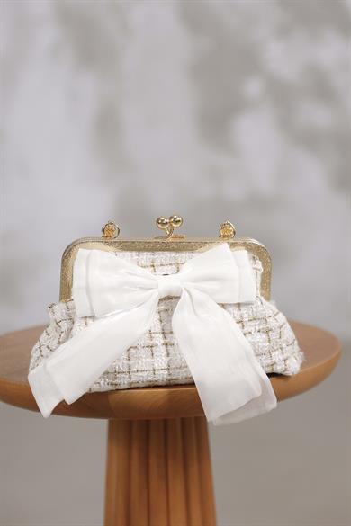 Kurdela Detaylı Omuz Çantası - Beyaz